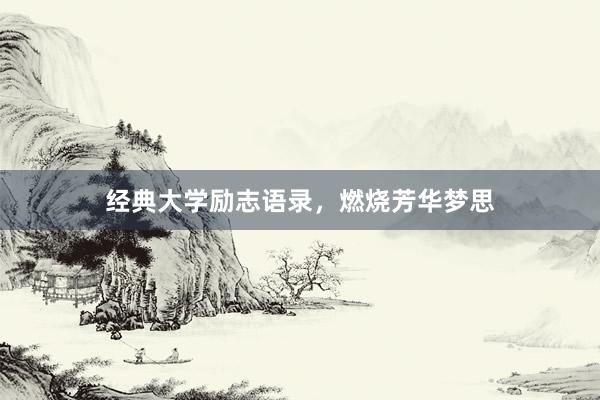 经典大学励志语录，燃烧芳华梦思